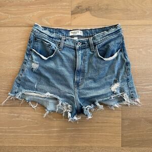 Abercrombie & Fitch The Mom Shorts High Rise Curve Love Cutoff Denim sz 10/30
